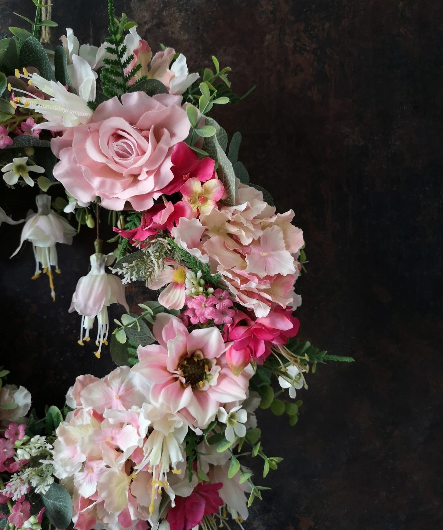Luxury Wreath With Everlasting Pink Fuchsias From A Summers Day