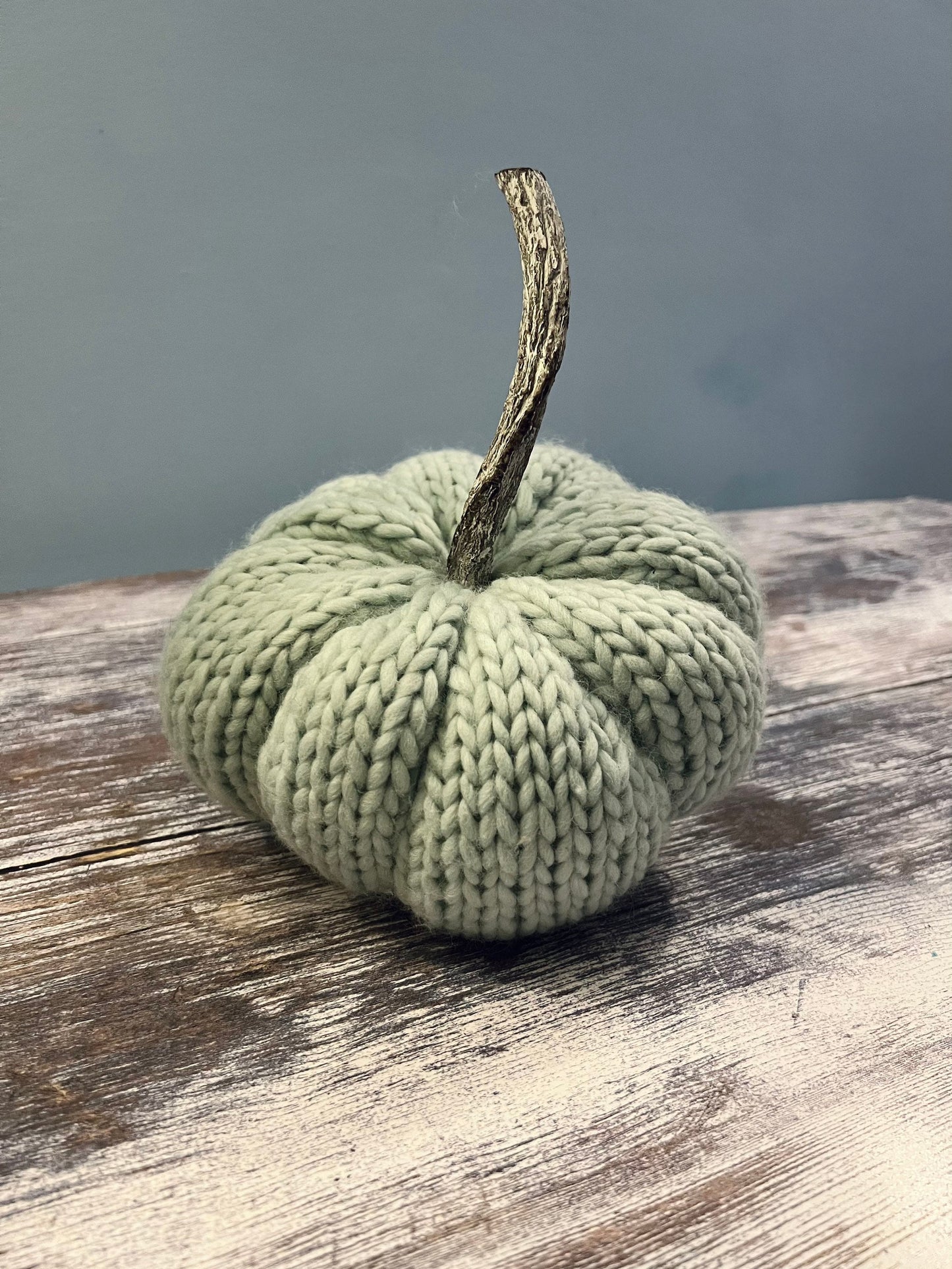 Medium mint knitted pumpkin