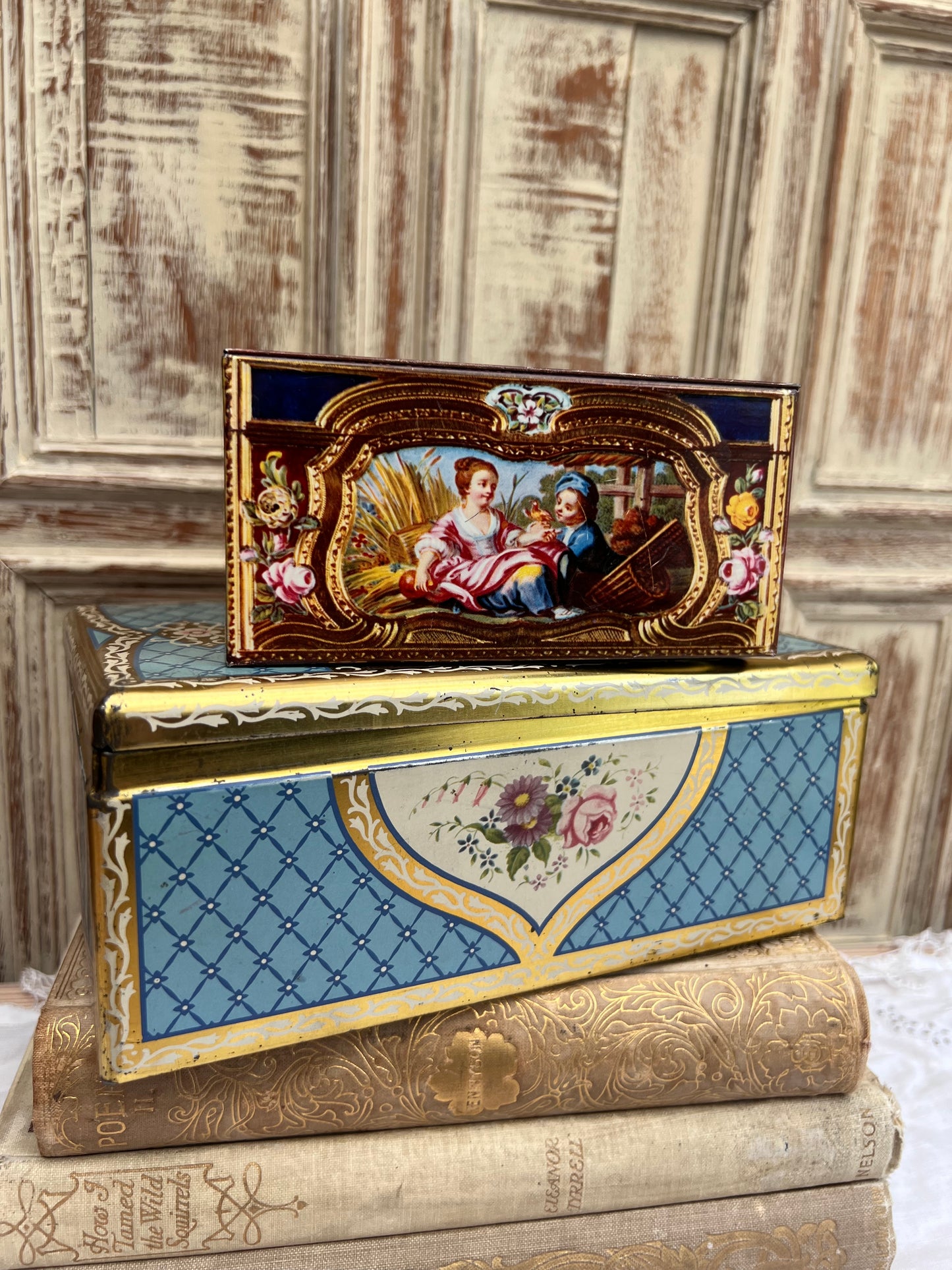 Pair of decorative tins