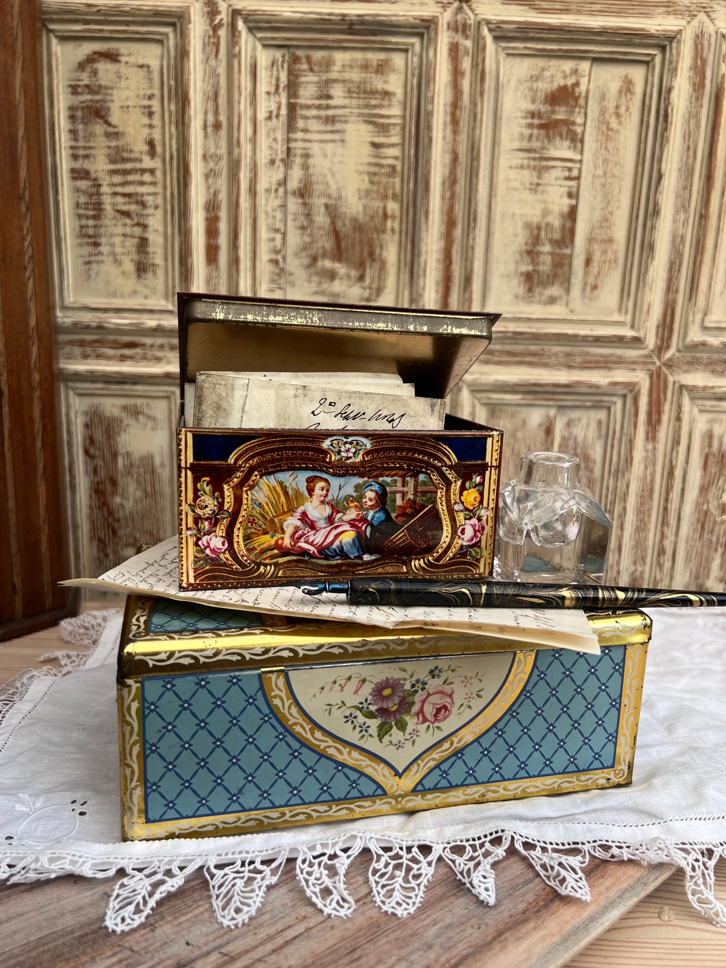 Pair of decorative tins