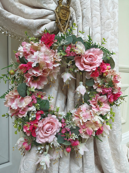 Luxury Wreath With Everlasting Pink Fuchsias From A Summers Day
