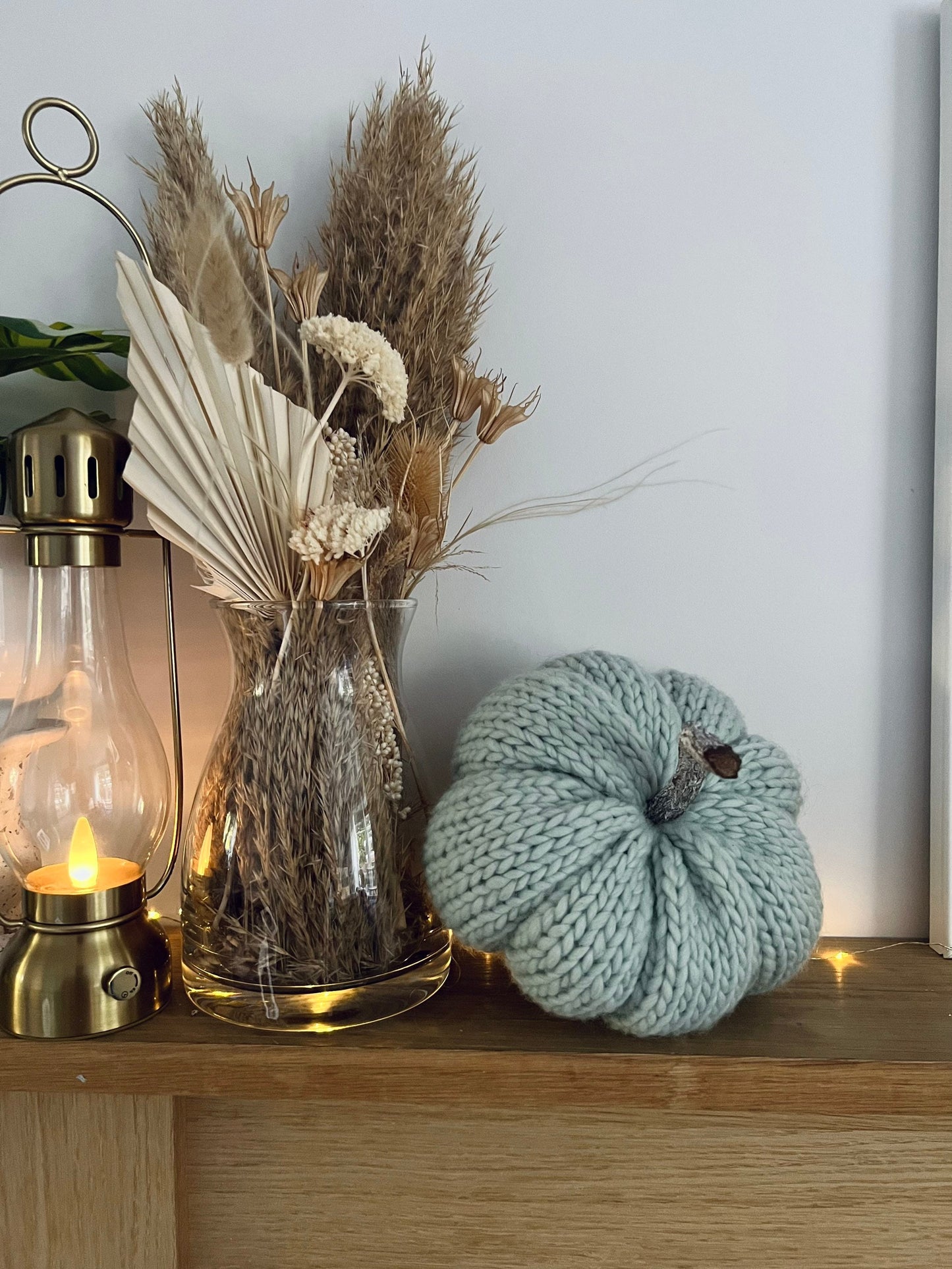 Medium mint knitted pumpkin