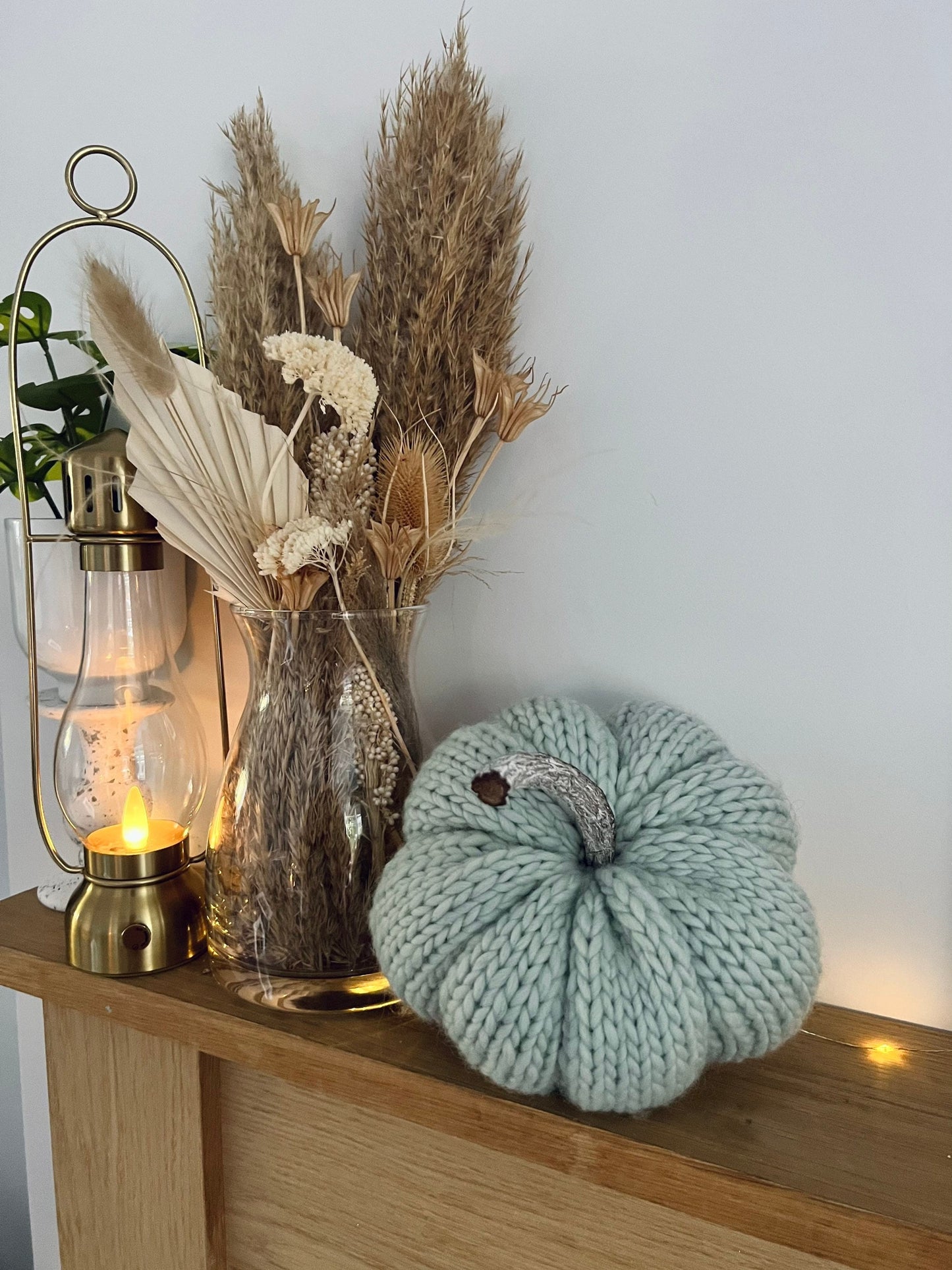 Medium mint knitted pumpkin